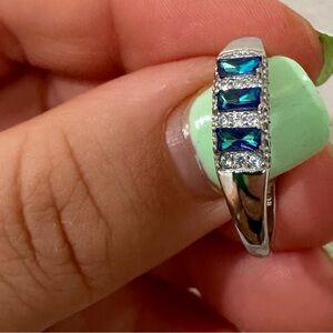 BP Live bomb party .925 sterling silver CZ stones fire opal ring